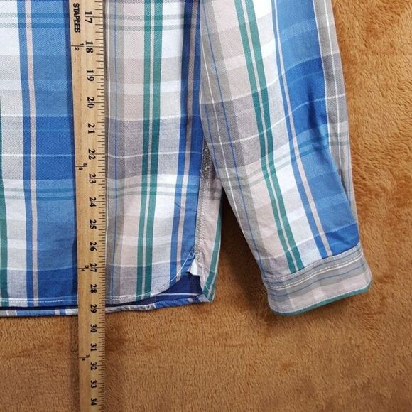 ALEX MILL Shirt Mens Medium Blue Plaid Button Up Double Pocket CHORE SHIRT $185 - Picture 8 of 9